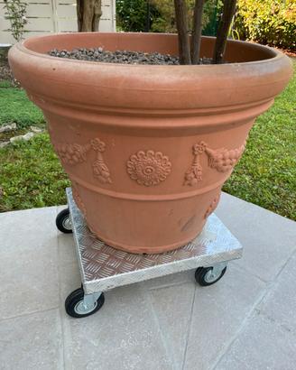 Carrello porta vasi artigianale con ruote