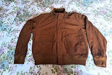 Giubbino uomo in pelle scamosciata marrone xxl us