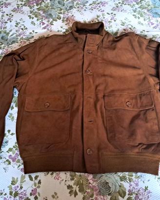 Giubbino uomo in pelle scamosciata marrone xxl us