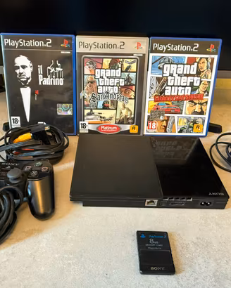 PS2 Slim+GTA San Andreas+Controller+6 giochi