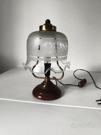 Lampada da Tavolo Vintage Stile Liberty legnovetro