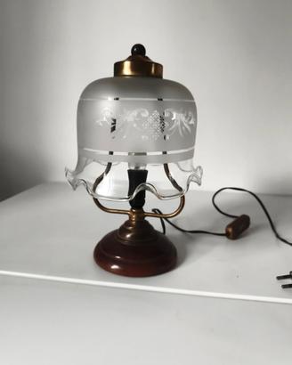 Lampada da Tavolo Vintage Stile Liberty legnovetro