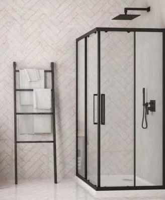 BOX DOCCIA 120X80X195H PROFILO NERO OPACO