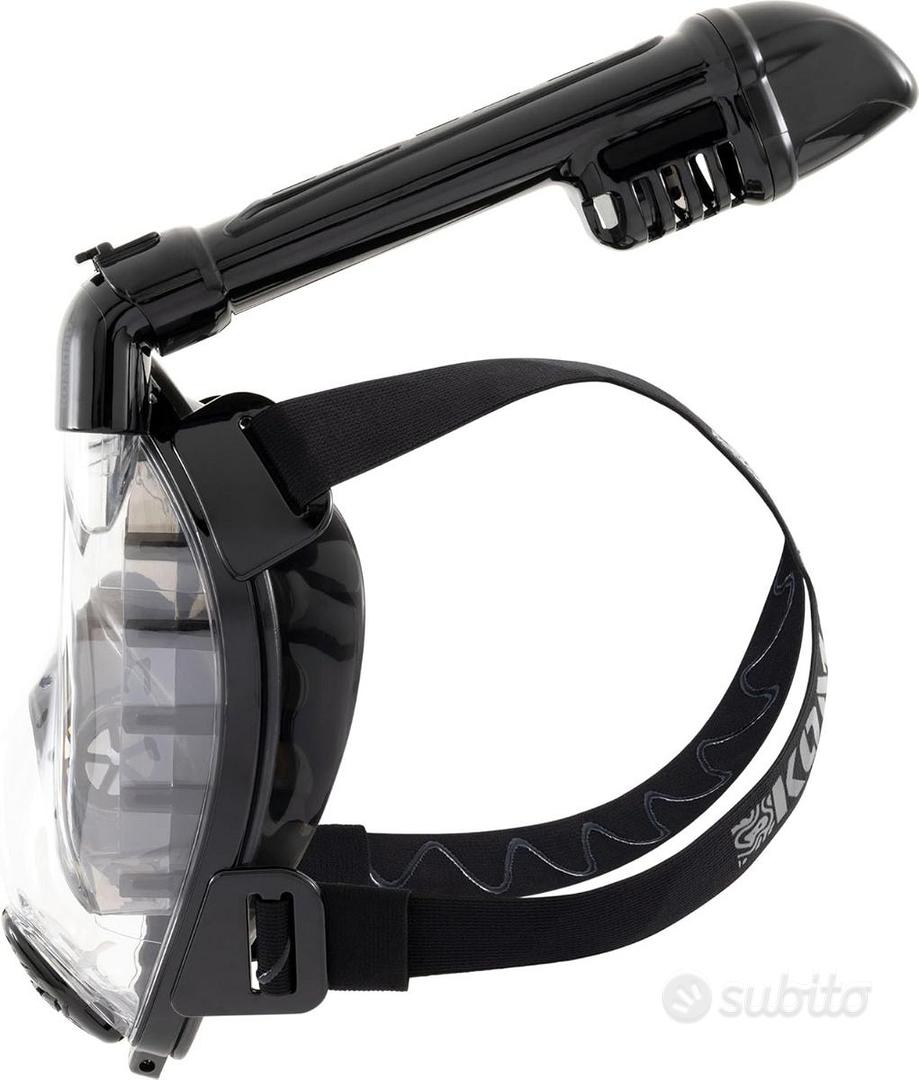 Maschera Integrale Per Snorkeling Cressi Komodo Full Face - Visione 180°, Antiappannamento, Snorkel Laterale Dry, Nera Taglia M/L