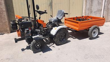 trattorino motozappa con seduta e carrello