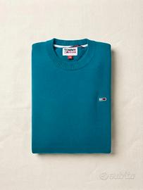Maglione Tommy Jeans blu petrolio girocollo - Tagl