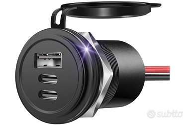 Presa USB 12V/24V Alluminio 68W - 3 Porte (2x USB-