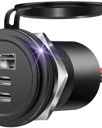 Presa USB 12V/24V Alluminio 68W - 3 Porte (2x USB-