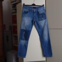 Jeans blu con toppe e strappi, eur36/M-L  "Zara"