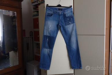 Jeans blu con toppe e strappi, eur36/M-L  "Zara"