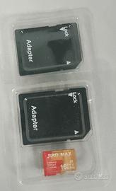 Scheda Memoria MicroSD 16GB Pro Max 2Adattatori SD