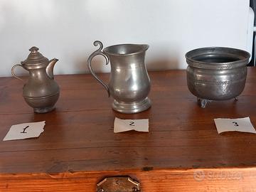 Oggetti in peltro antico