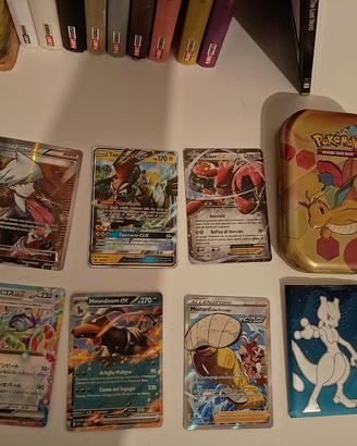 lotto carte Pokemon, cofanetto e bustina per carte
