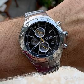 Orologio Fossil cronografo, acciaio e quadrante ne