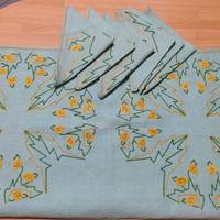 Set tavola vintage tovaglia e sei tovaglioli 