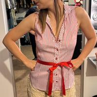 Camicia smanicate Zara a righe rossa e bianca tg S