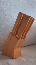 Set coltelli cucina con ceppo in legno