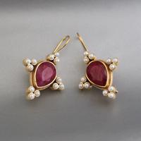 Orecchini vintage stile anni 20 rossi