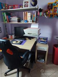 SCRIVANIA CON MENSOLE E VANO STAMPANTE
