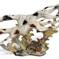 Statuetta in ceramica due cani da caccia levrieri