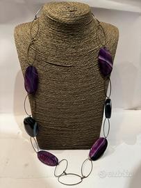 Collana Lunga in Agata Naturale tinta -1990/2000
