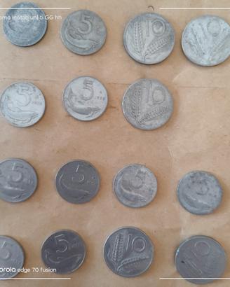 15 monete da 5/ 10 lire 1951/53/54/55