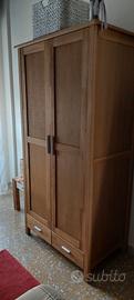 armadio due ante rovere naturale