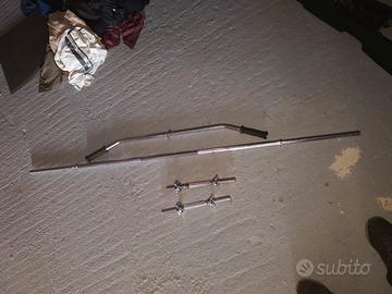 bilanciere 180cm + 2 manubri e barra lat machine 