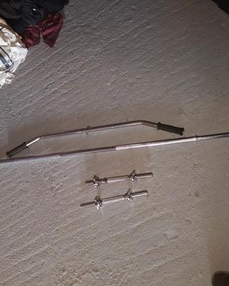 bilanciere 180cm + 2 manubri e barra lat machine 