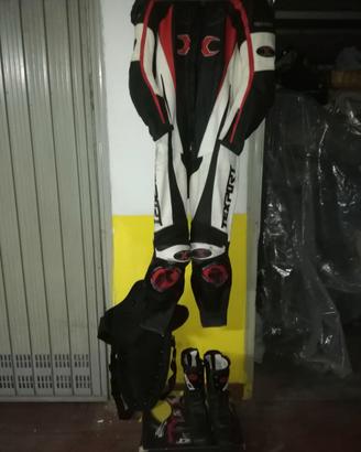 Tuta da motociclista uomo completa + scarpe