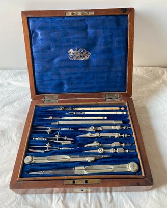 Set compassi vintage Stanley London cofanetto