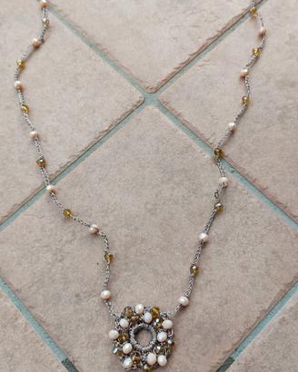 collana uncinetto in cristallo 