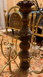Lampadario vintage in legno