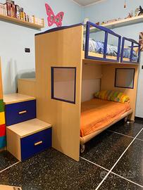 Cameretta letto a castello con materassi