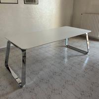 scrivania ufficio cm 200 x 90 bianco gamba cromata