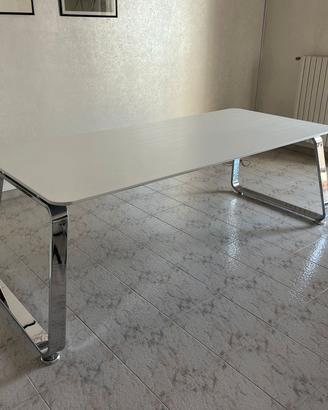 scrivania ufficio cm 200 x 90 bianco gamba cromata