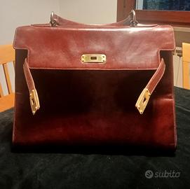 borsa in stile "Kelly" vintage-pelle liscia