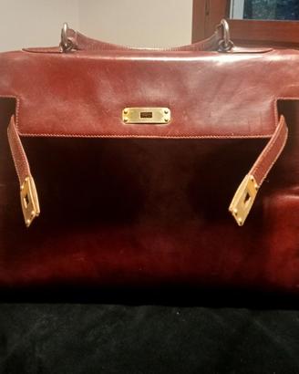 borsa in stile "Kelly" vintage-pelle liscia