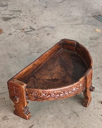 Tavolo Chakki Indiano in Legno Intagliato 
