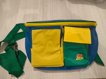 Marsupio Vintage  "I CercAffetto" blu giallo verde
