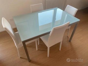 Tavolo Calligaris in Vetro Satinato e Acciaio