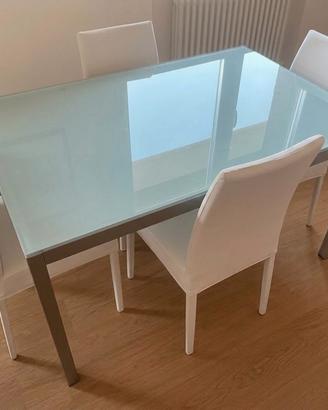 Tavolo Calligaris in Vetro Satinato e Acciaio