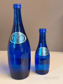 Coppia Bottiglie Acqua Ty Nant vetro blu 750 +250