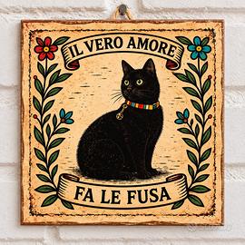 quadretto decoupage gattoil vero amore fa le fusa 