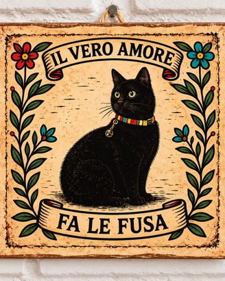 quadretto decoupage gattoil vero amore fa le fusa 