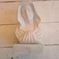 Busto Madonna in Polvere di Marmo con Base Marmo