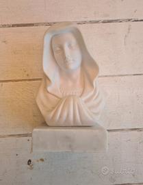 Busto Madonna in Polvere di Marmo con Base Marmo
