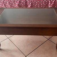 Tavolino in Legno Massello con Piano in vetro