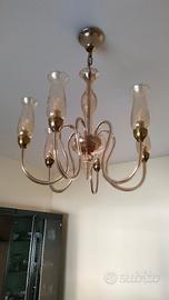 lampadario in vetro di Murano color champagne