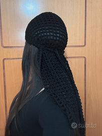 Bandana uncinetto nera a rete-head scarf stile y2k